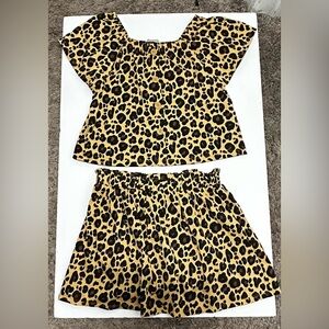 Rachel Zoe Girls Leopard Print Button-Up Top and Skirt Set